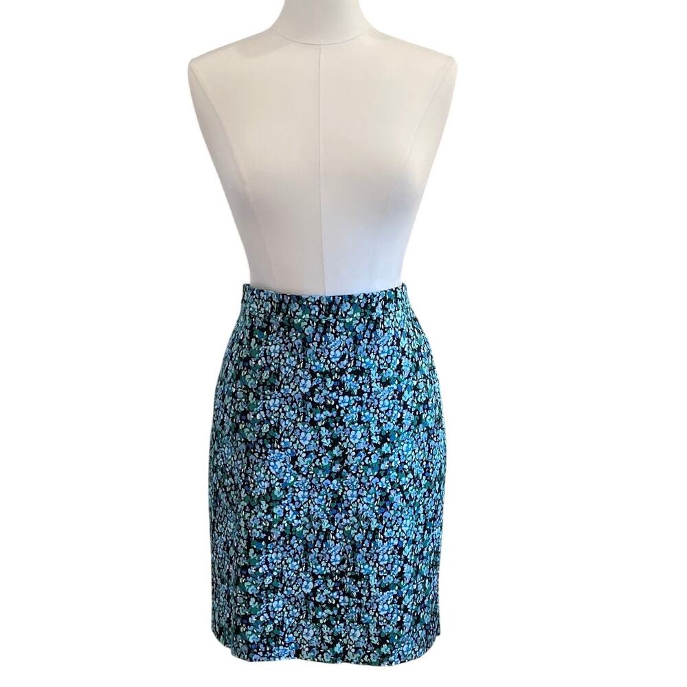 J.Crew Women’s Floral Cotton Pencil Skirt Blue BF949 Size 8